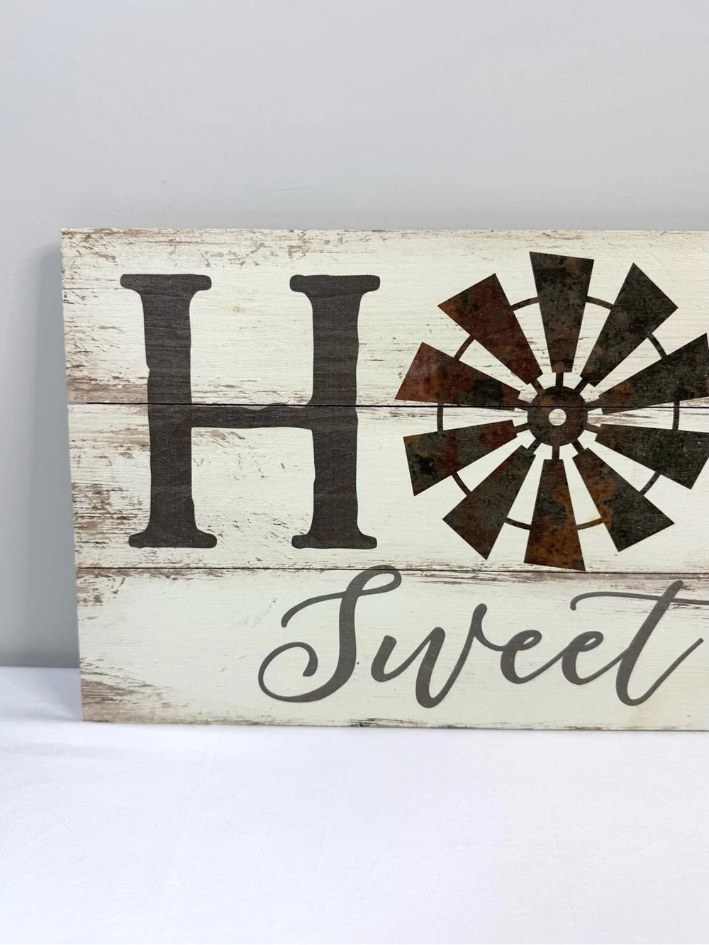 Rustic Wooden Farmhouse Wall Sign Home Sweet Home Windmill